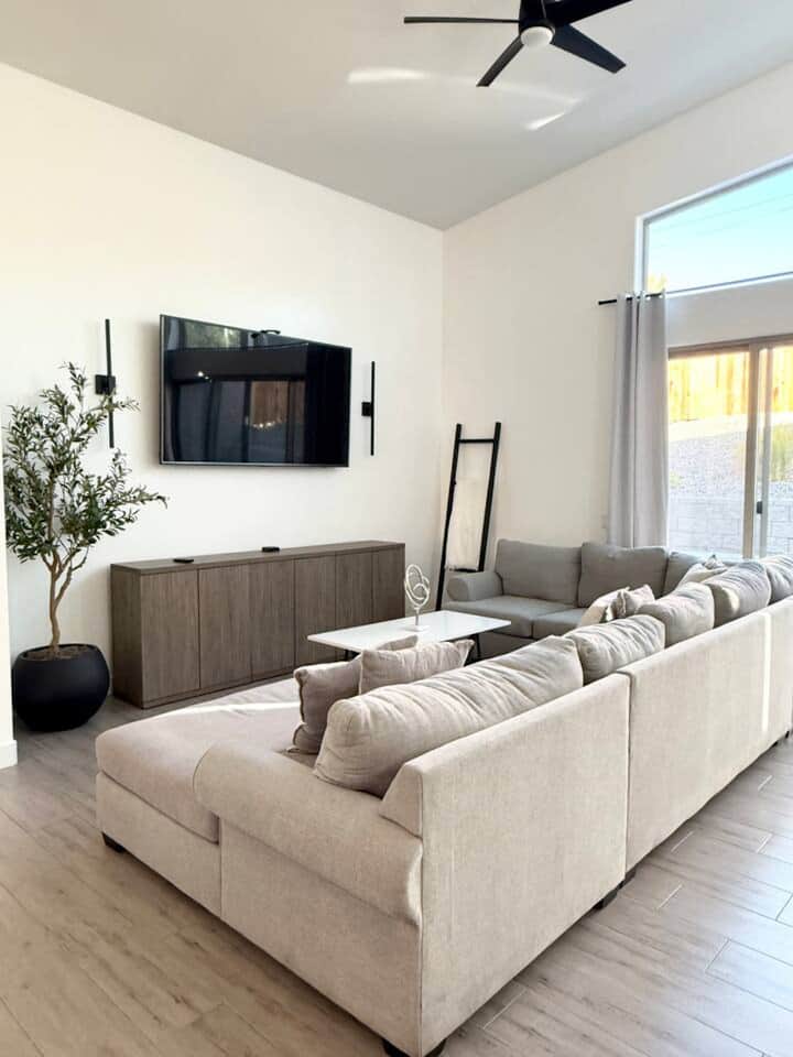 Hot tub with mountain view